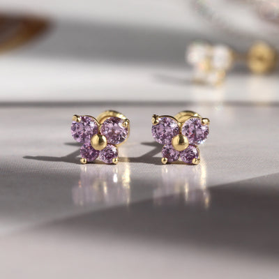 Radiant Gemstone Butterfly Studs