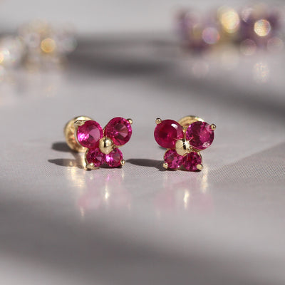 Radiant Gemstone Butterfly Studs