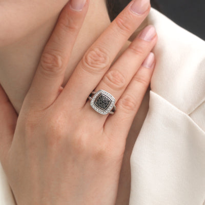 Monochrome gemstone square ring