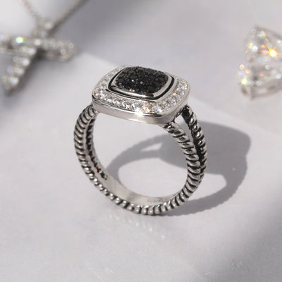 Monochrome gemstone square ring