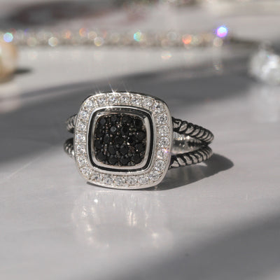 Monochrome gemstone square ring