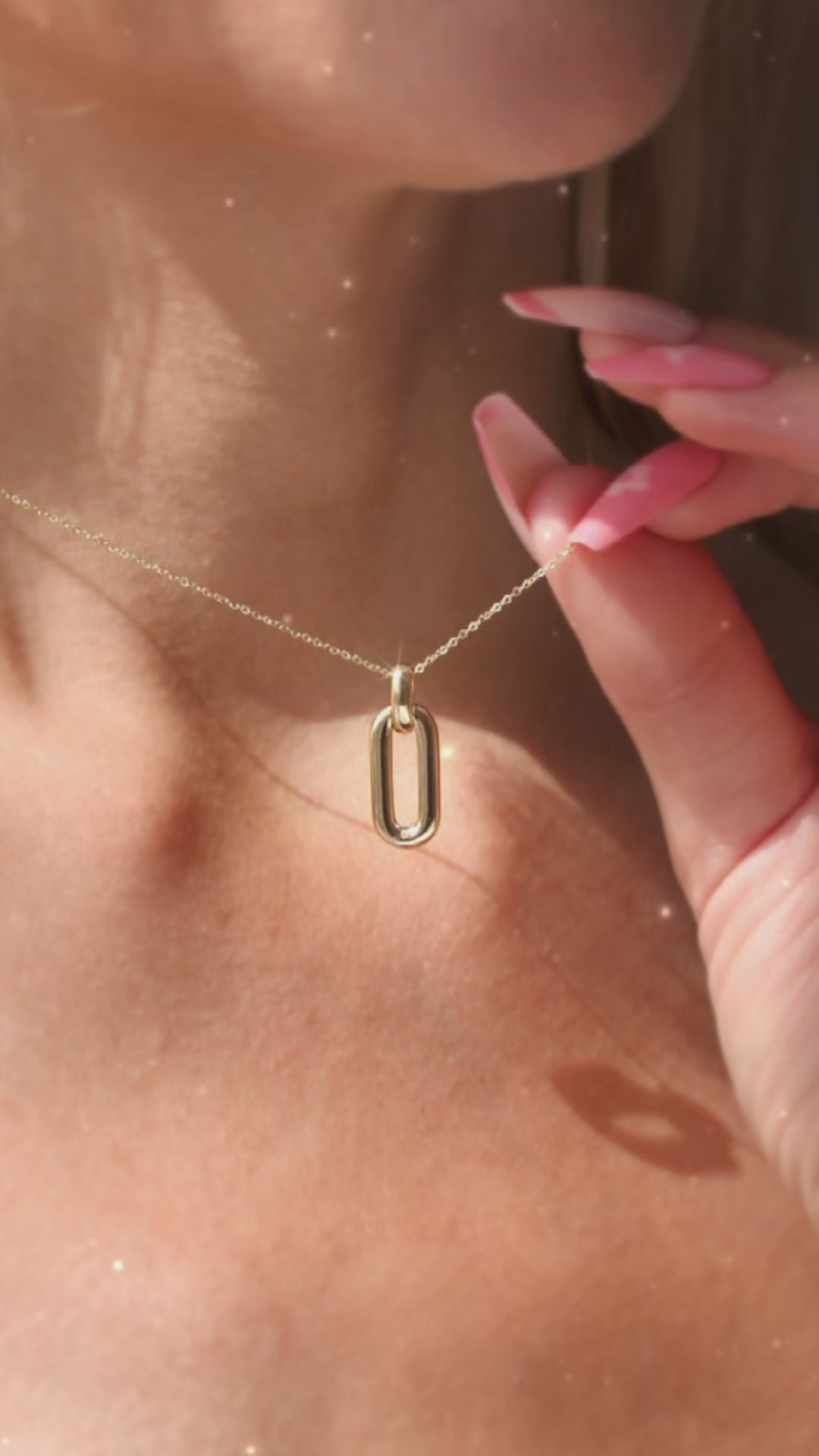 Golden Link Paperclip Pendant Necklace