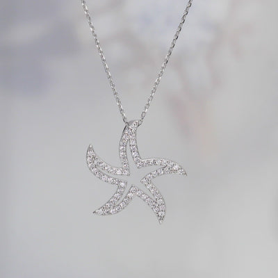 Starfish Pendant Necklace, Adjustable Chain 16+2" Extender