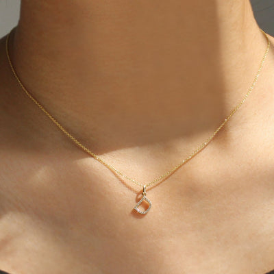 Dainty Diamond Letter Charm Necklace