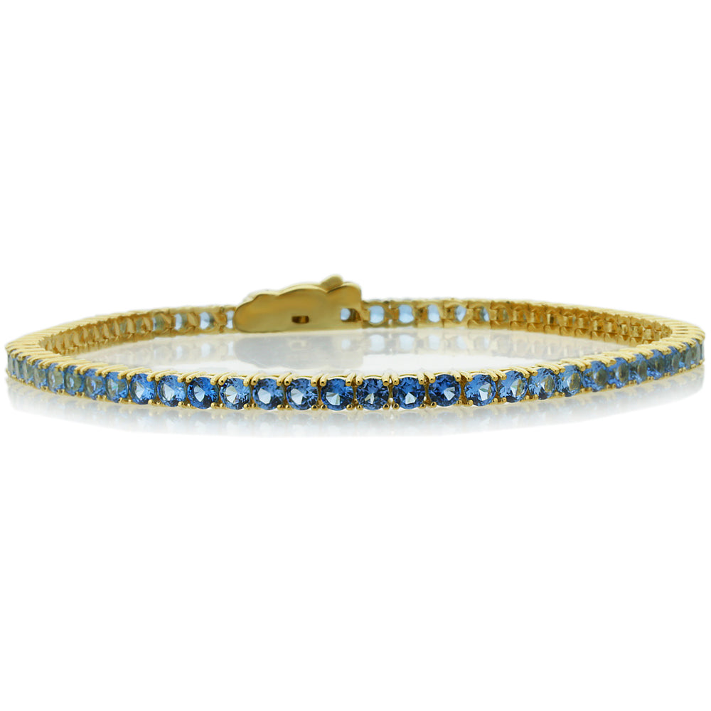 Gemstone Tennis Bracelet, Solid 14K Gold