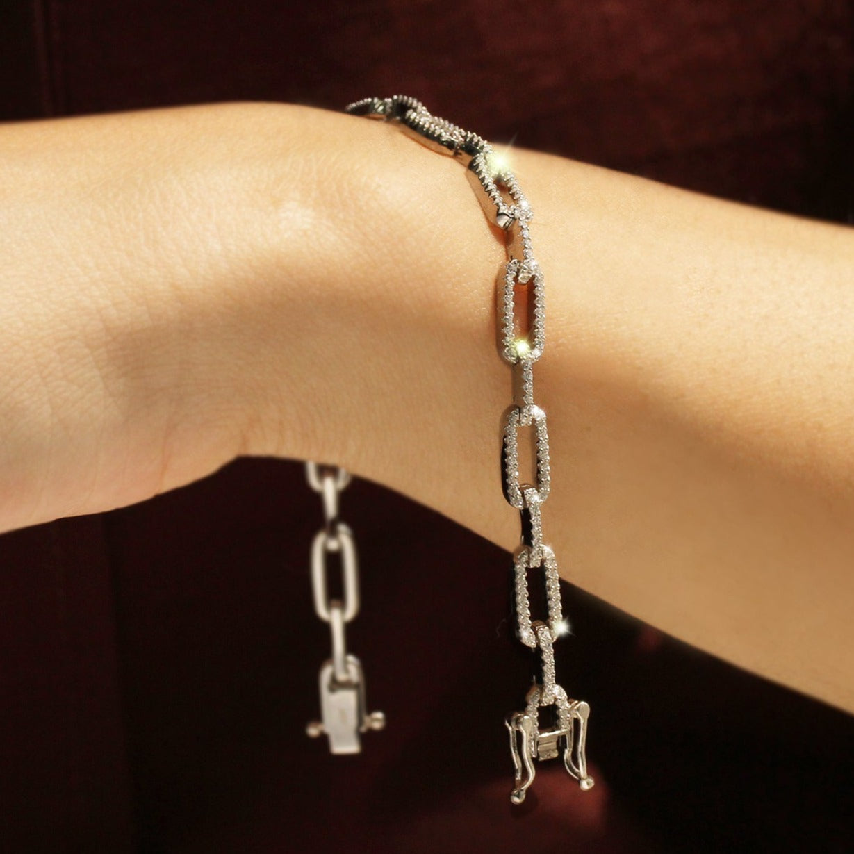 Pave Paperclip Chain Bracelet