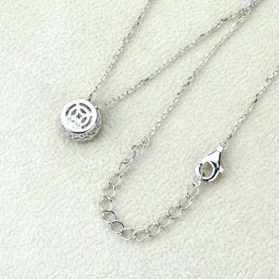 Invisible Set Cluster Pendant Chain Necklace, Platinum Plated Sterling Silver
