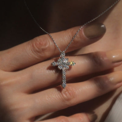 Baguette Cross Necklace: Sparkle with Grace