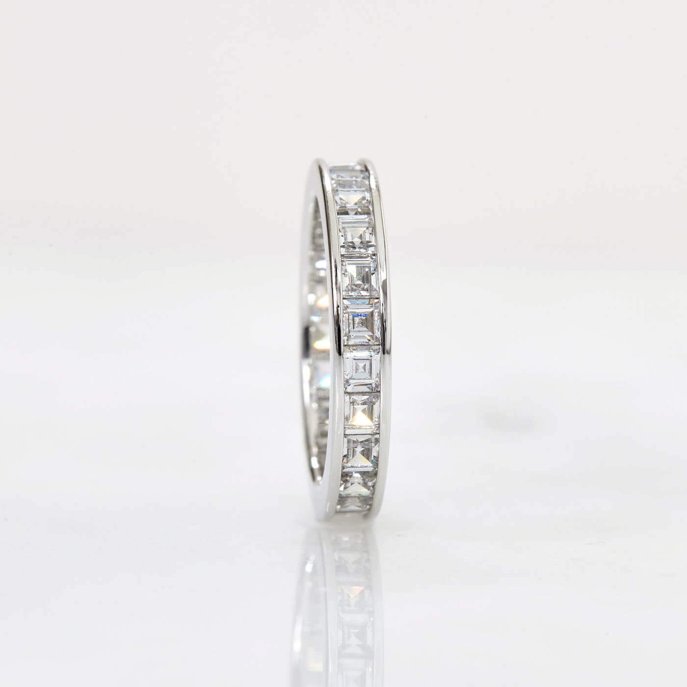 Princess 2 CTW Full Eternity Ring, Platinum Plated Sterling Silver