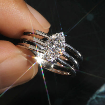 Moonlit Marquise Halo Ring