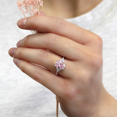 Chic Pink Cocktail Ring: Oval Pink Romance Ring