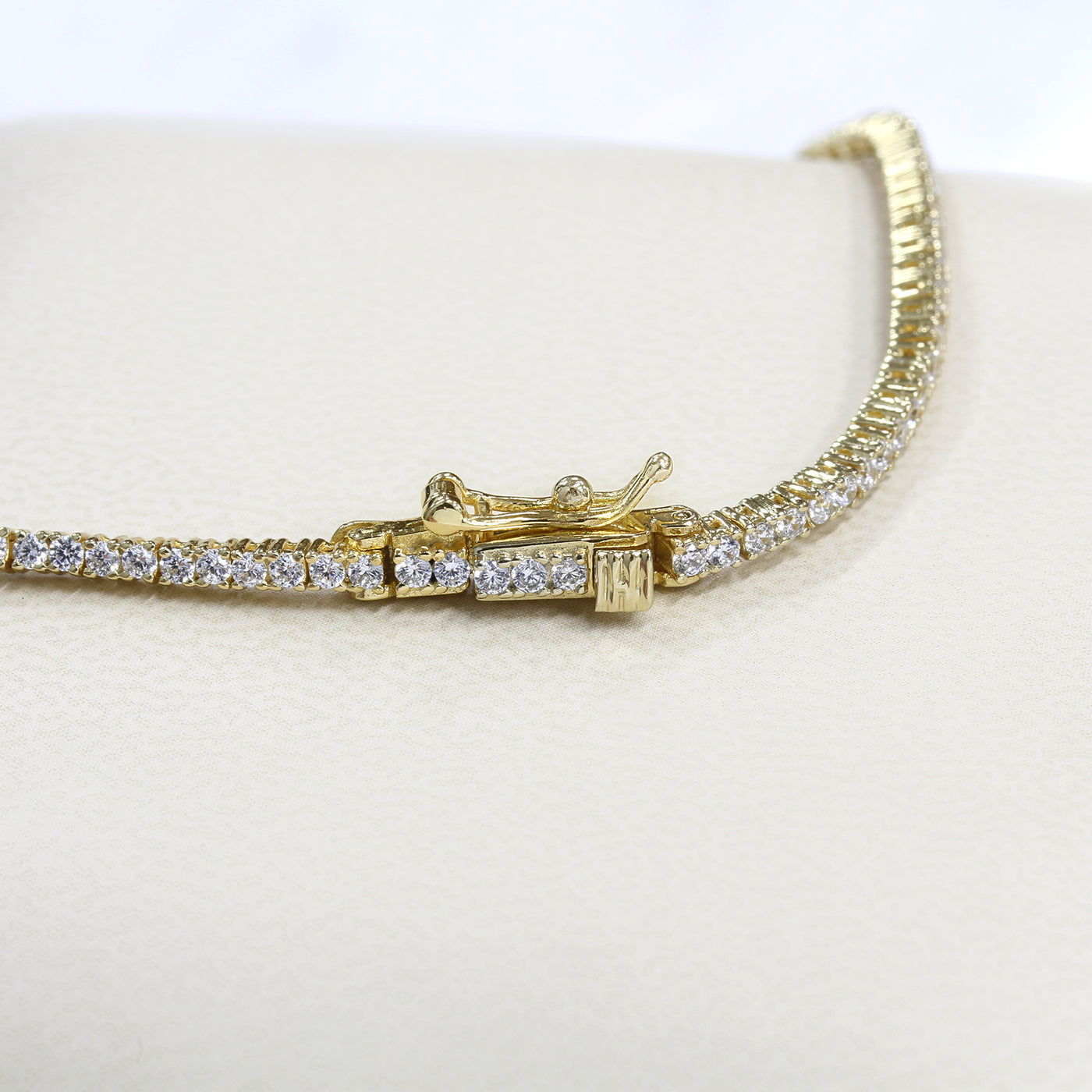 Classic Round Brilliant Tennis Bracelet, 14K Gold Plated Sterling Silver