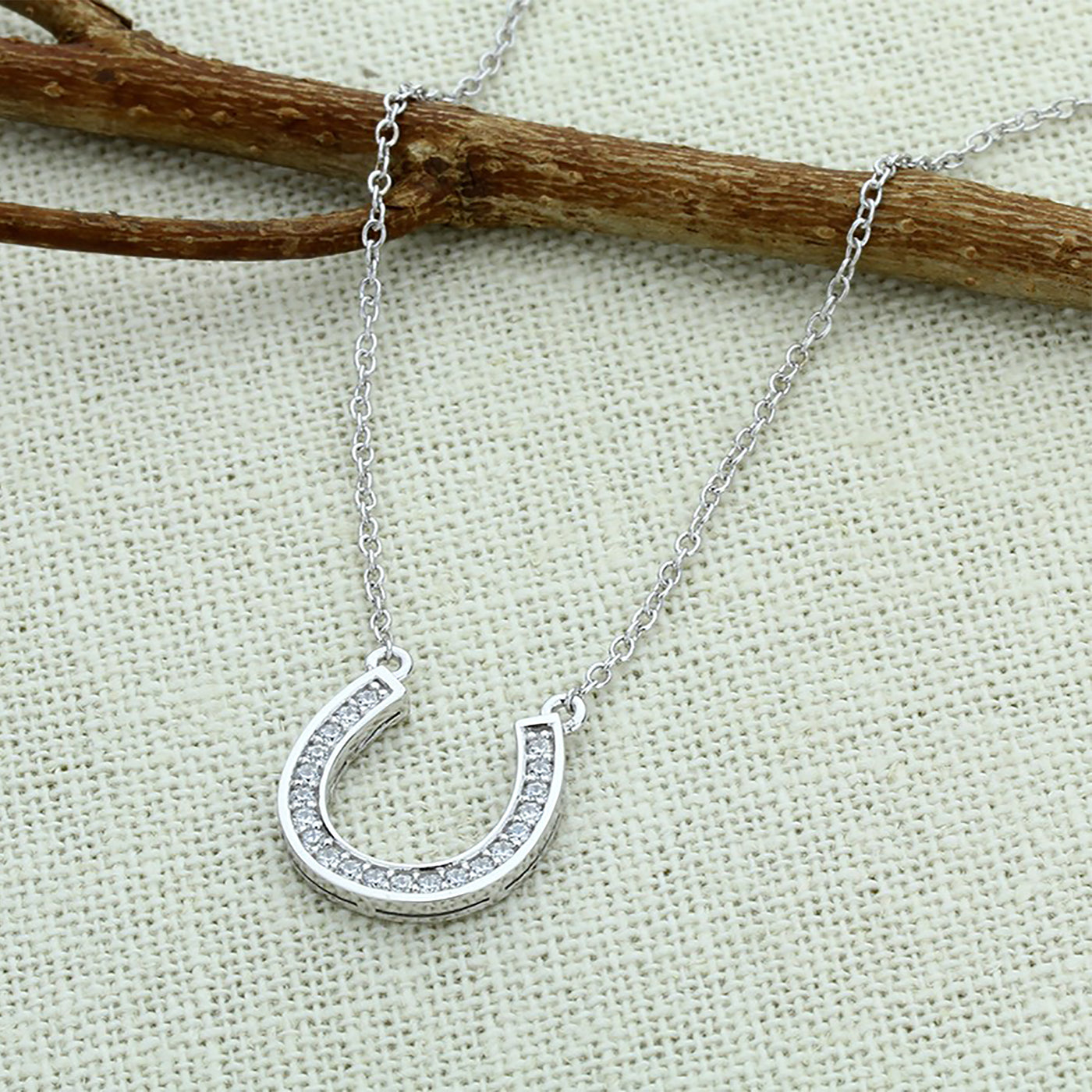Horseshoe Necklace, 14K Gold Plated Sterling Silver Horse Shoe Pendant Chain Necklace