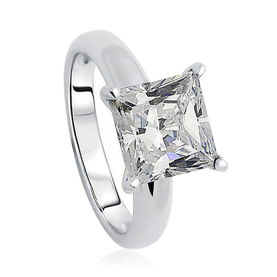 Sterling Silver Simulated Diamond Classic Princess Cut Solitaire Ring