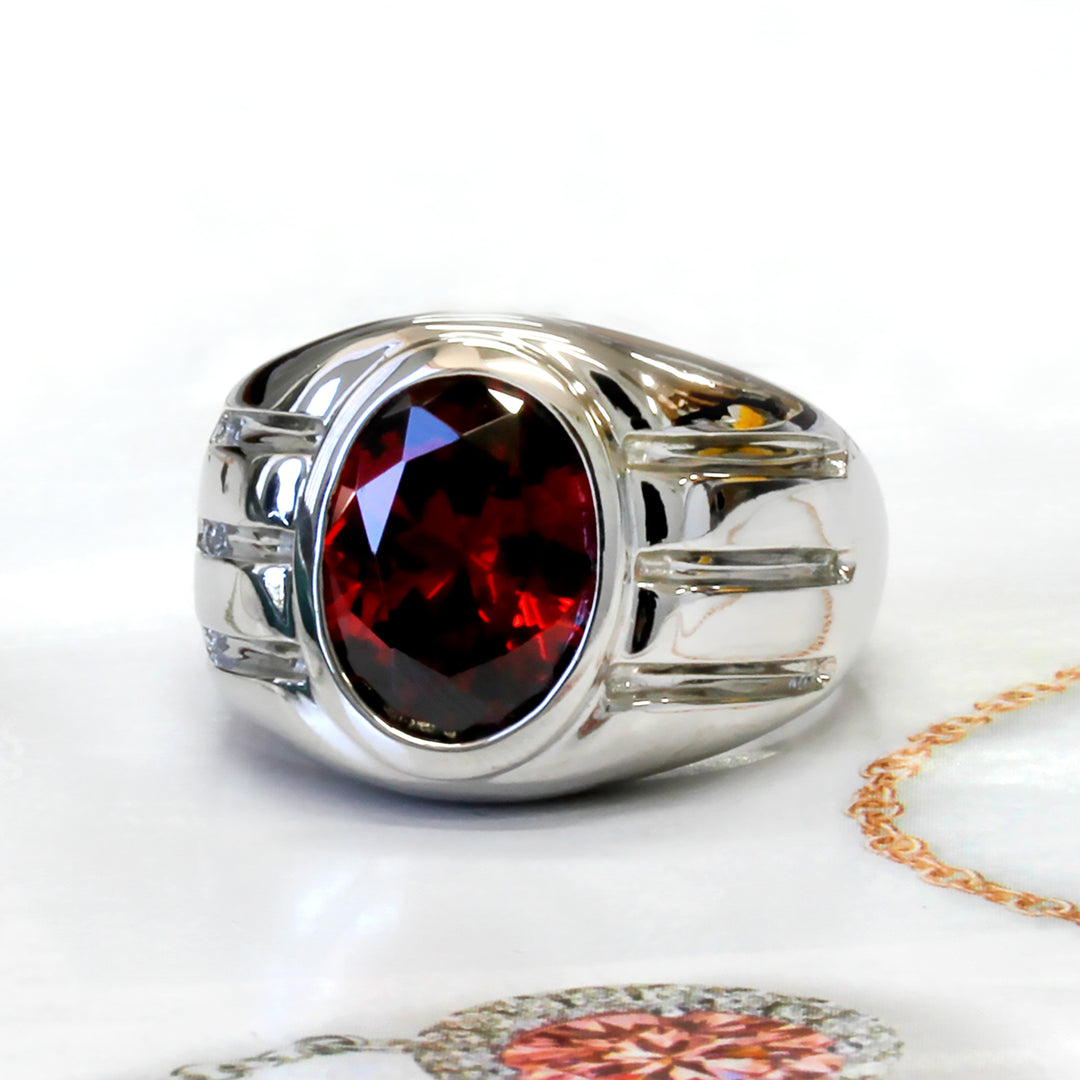 8x6mm Garnet Unisex Style Ring 925 Silver Garnet Signet Ring Bezel Set Garnet Proposal Ring Daily Worn Red Garnet Birthstone Men's Gift Ring selling