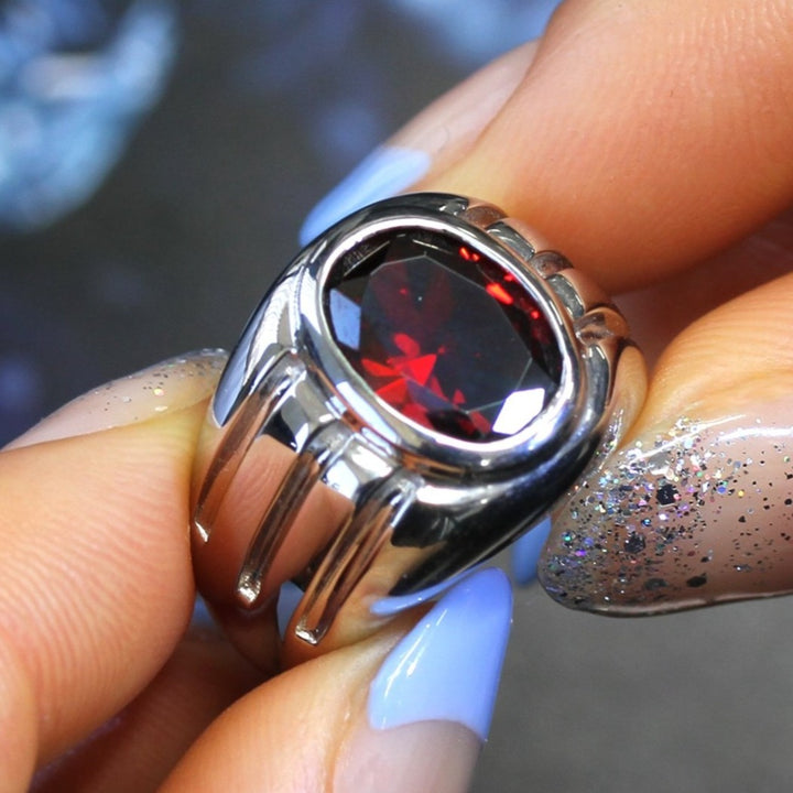 Stack Garnet ring, red good garnet silver rings, silver red stone ring, silver ring with stone, silver and gold ring, red garnet gemstone ring