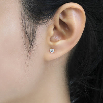 2mm to 8mm Round Brilliant CZ Studs, Solid 14K Gold Cartilage Earrings