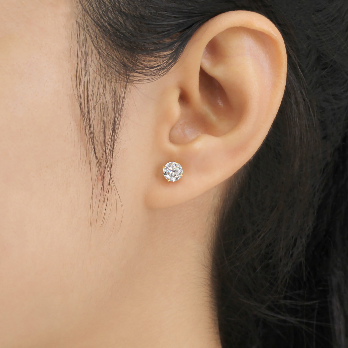 Solid 14K Gold Round Birthstone Stud Cartilage Earrings, 3mm to 6mm