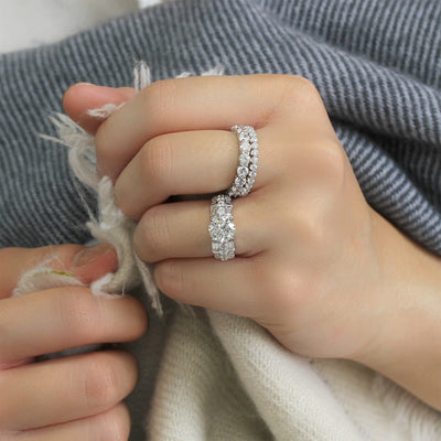 Sterling Silver Diamond Simulant Vintage Edwardian Ring