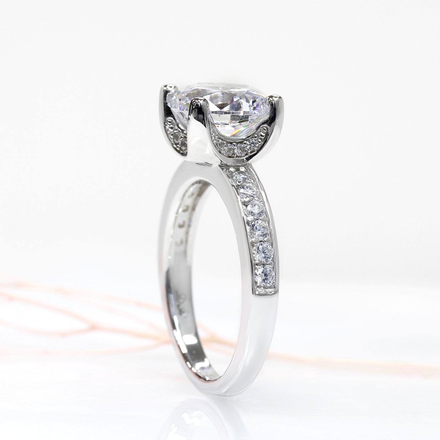 Brilliant 2.75 CT Solitaire Ring, Platinum Plated Sterling Silver