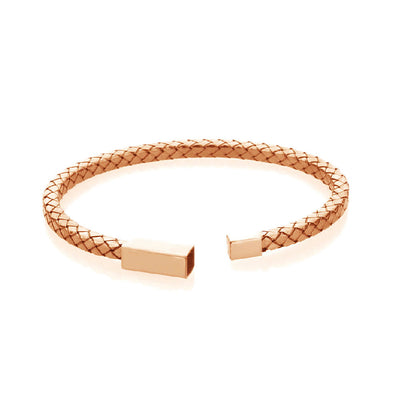 Magnetic Braided Mesh Bangle Bracelet, 14K Gold Plated Sterling Silver, Made in Italy