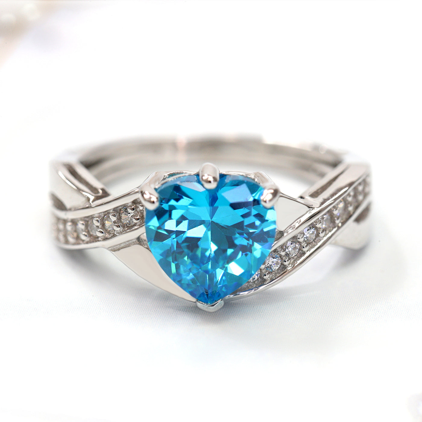 Sterling Silver Simulated Blue Topaz Infinity Heart Promise Ring