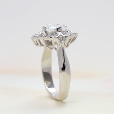Sterling Silver Engagement Wedding Cushion Stone Edwardian Ring