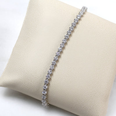 Adjustable Tennis Chain Bracelet, Platinum Plated Sterling Silver