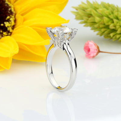 Sterling Silver Vintage Style Stone Set Top On Prongs Ring