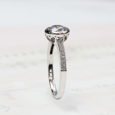 Sterling Silver Diamond Simulant Solitaire Bezel Ring