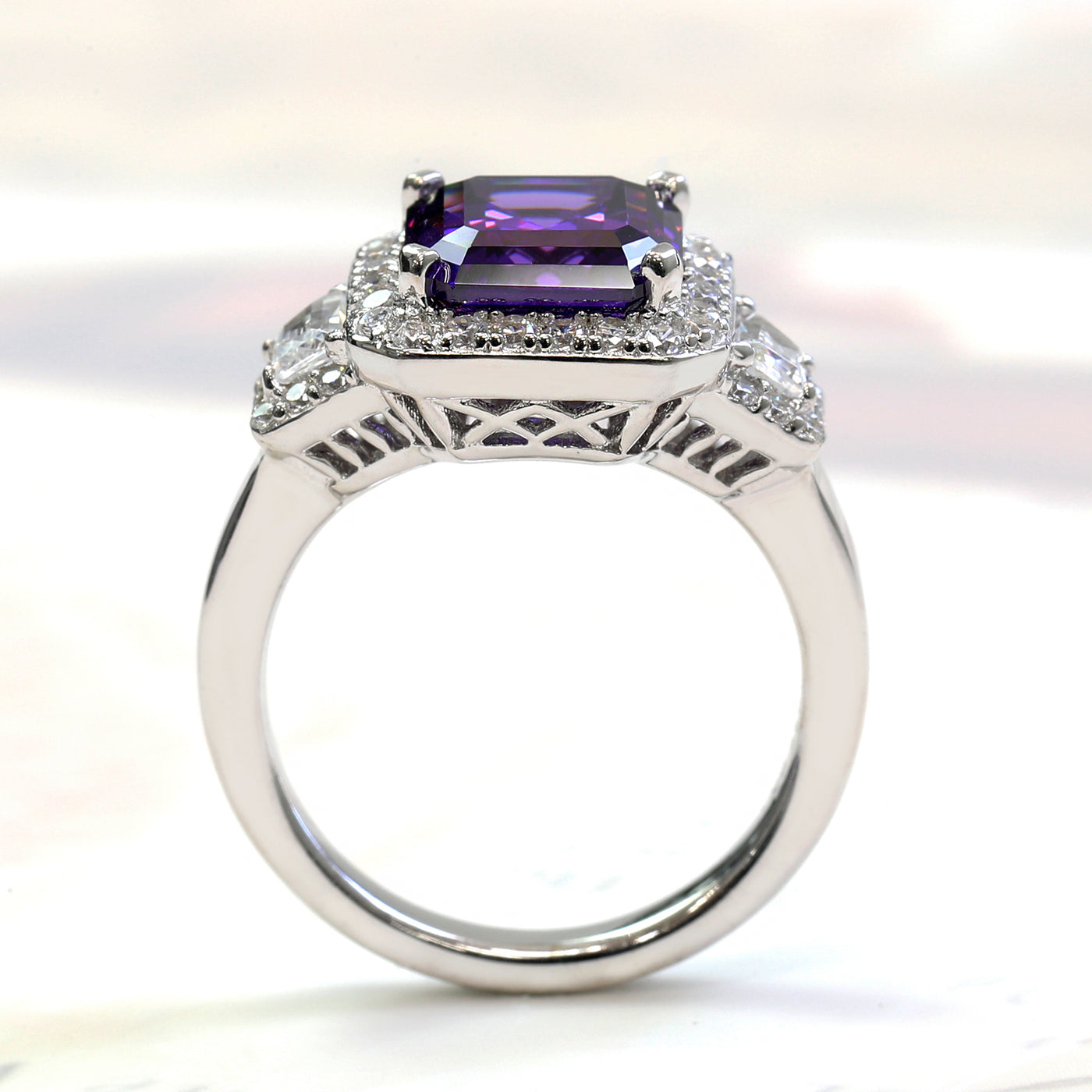 Amethyst Allure Trilogy Ring, 3 CT