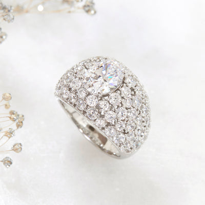 Celestial Beauty: Oval Dome Statement Ring