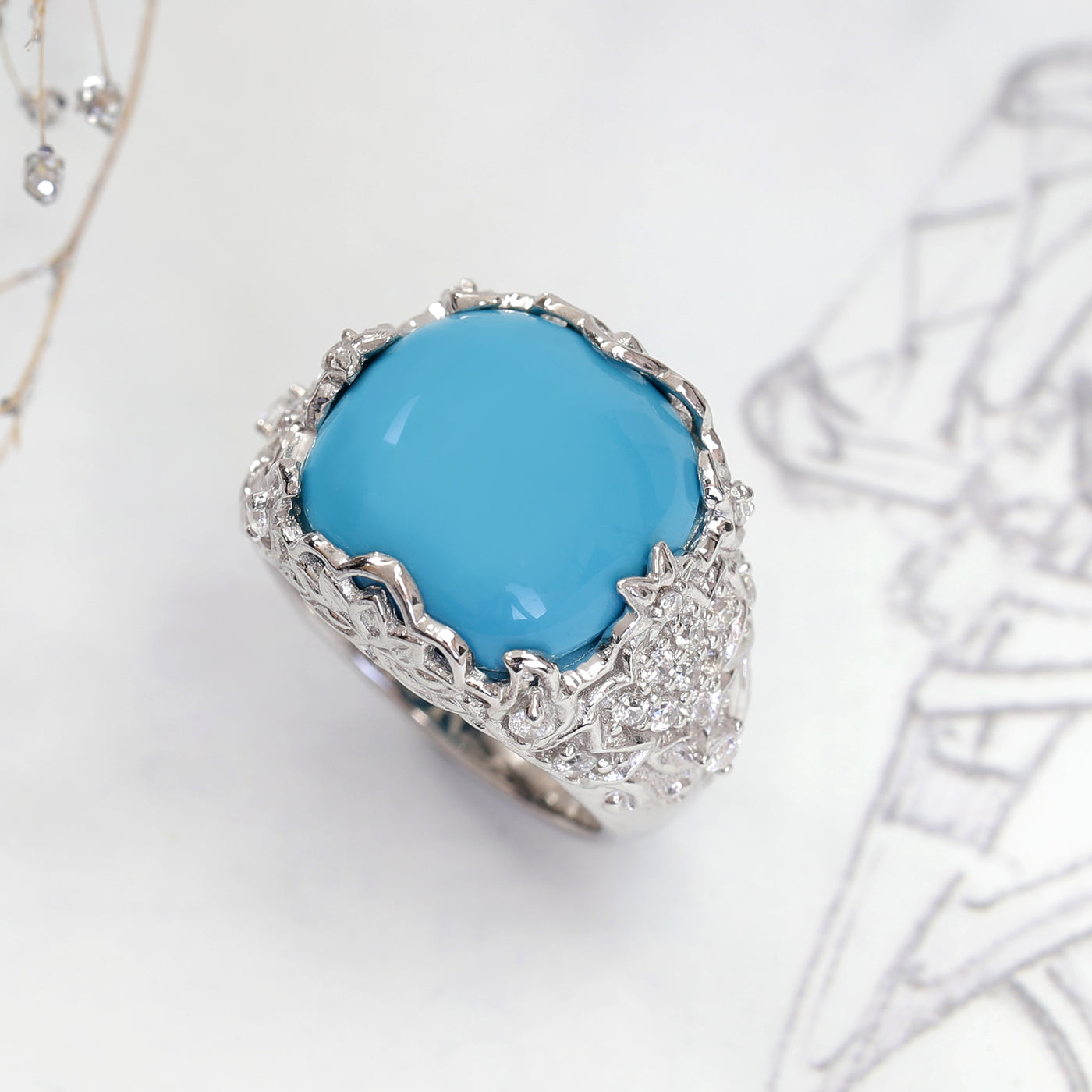 Blue Turquoise Cathedral Ring
