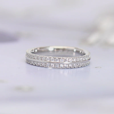 Sterling Silver 1CT 3.5mm Double Row Pave Full Eternity Band